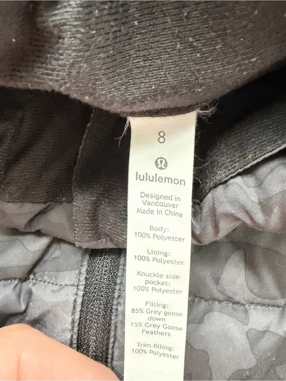 lululemon Pack It Down Puffer Jacket  Goose Down  Camo  W4B7AS Size 8 *No Hood